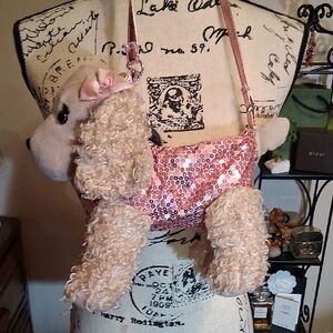 Pink Sequin Poodle Dog Purse